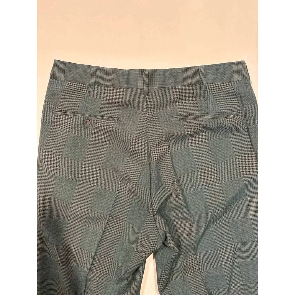 Farah Vintage Blue Glen Plaid Dress Pants Straight Leg Mens 32x28‎ USA Made